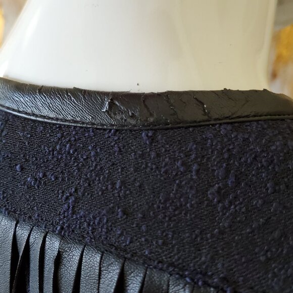 BCBGMAXAZRIA Farrell Black Fringe-Trim Faux Leather Short Jacket SZ XS - Picture 14 of 15